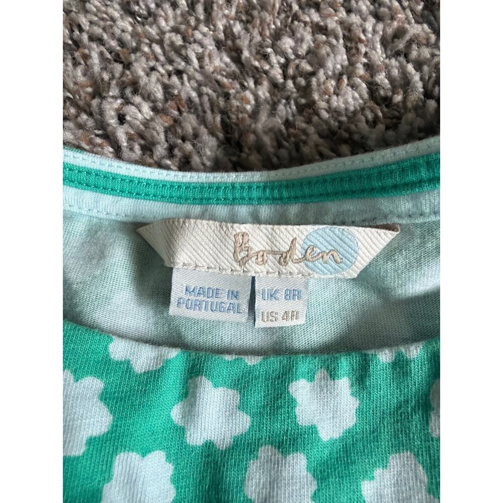 Boden Sleeveless Midi Summer Teal White Dress Size 4 Reg Cotton Modal - Picture 3 of 4